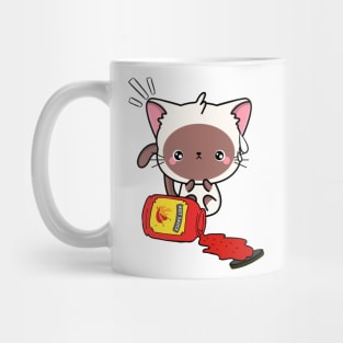 Funny White Cat Spilled Hot Sauce Mug